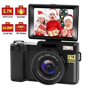 Digital Camera Vlogging Camera with YouTube 24MP 2.7k Full HD Camera with Flip Screen 180 Degree Rotation (G1)